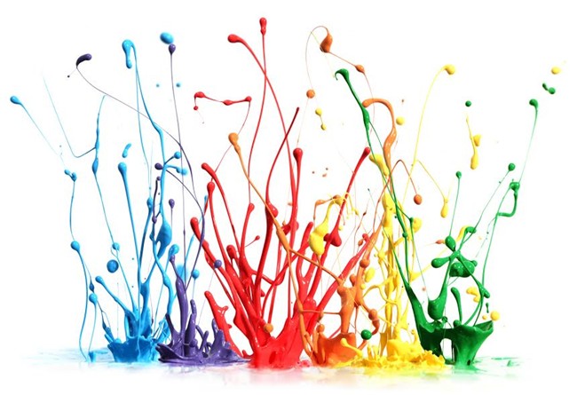 Colorful paint splashing isolated on white