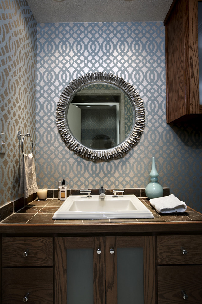 Fair-Bathroom-Midcentury-design-ideas-for-Silver-Foil-Wallpaper-Image-Gallery