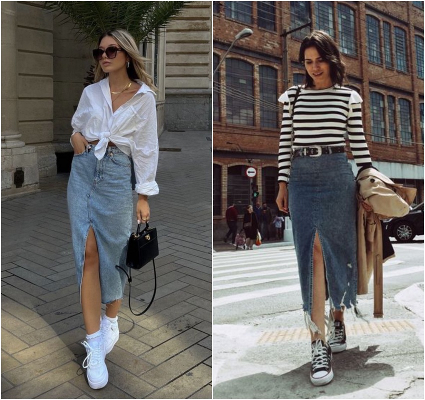 Na composição com tênis o look fica estiloso e super confy