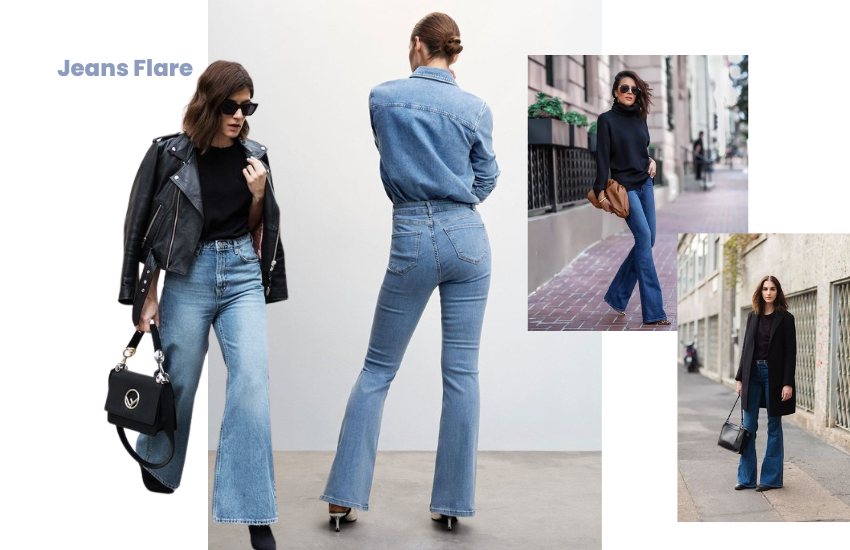 Monte looks incríveis com denim flare