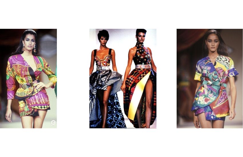 Assimetria nos looks versace década de 90